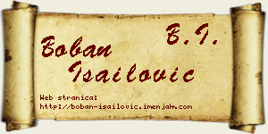 Boban Isailović vizit kartica